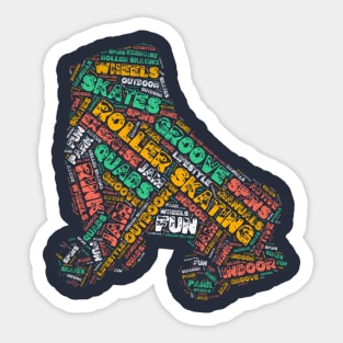 Roller Skating Wordcloud for Darker Backgrounds Sticker